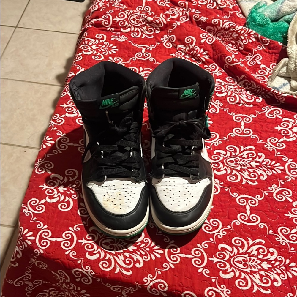 Nike Black and White High-Tops with Green Accents